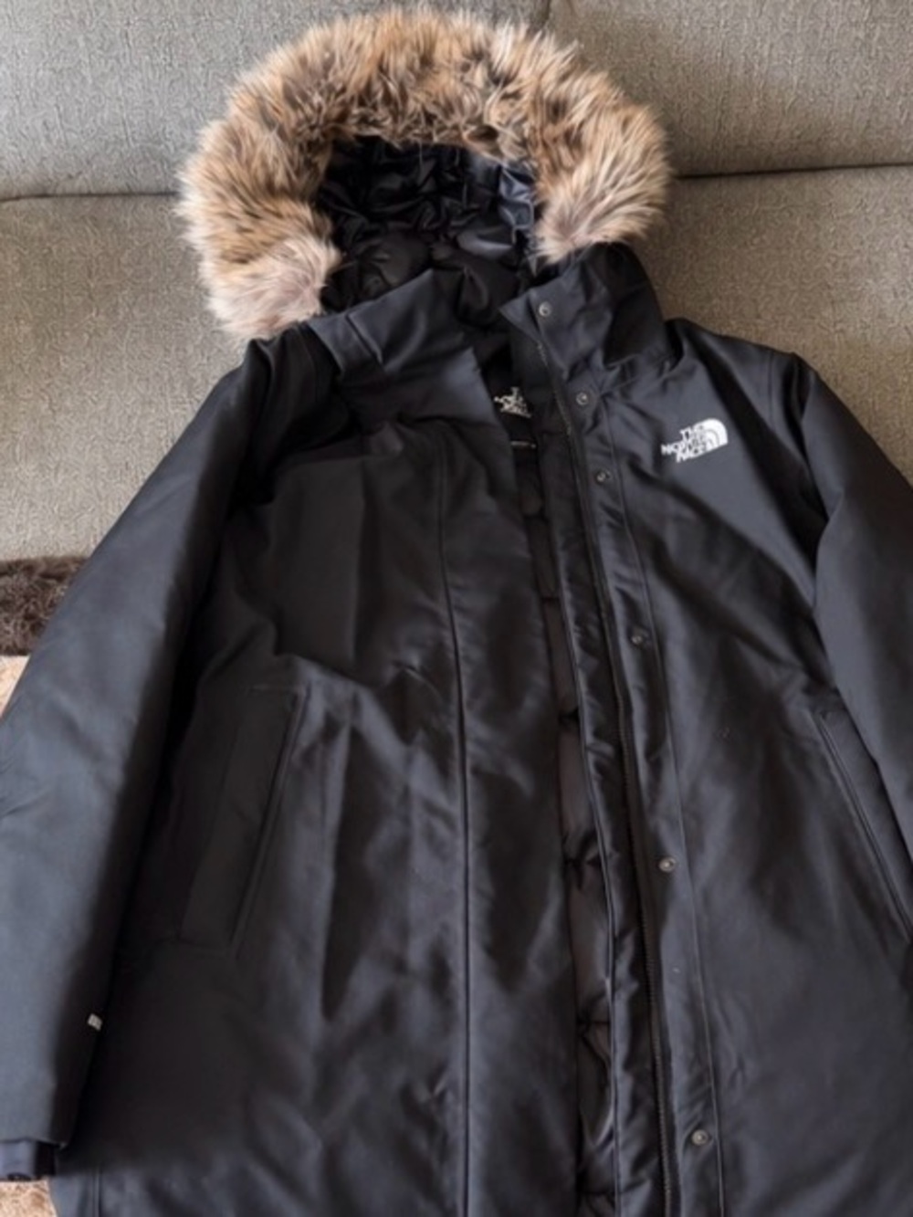The North Face Men’s Black Puffer Parka with Faux-Fur Hood